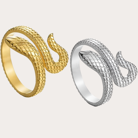 Gold Silber Damen-Schlangenring - 18 K Vergoldung 