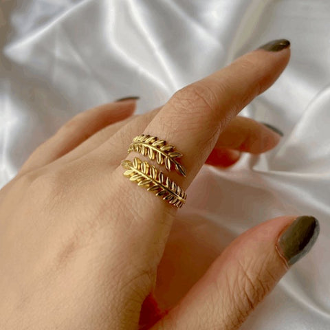 Blätter Ring Silber Gold | Edelstahl - McBiLL Jewelry - Ring