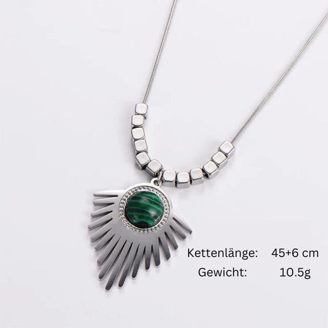 Damen Halskette Türkis Perle Sonne Muster in Silber | Edelstahl - McBiLL Jewelry - Halskette