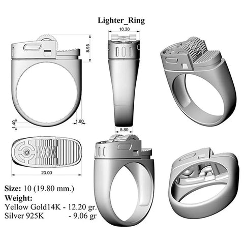 Damen Herren Ring Feuerzeug Simulation - McBiLL Jewelry - Ring