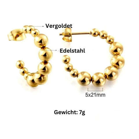 Damen Ohrstecker Bälle Creole | Vergoldeter Edelstahl - McBiLL Jewelry - Ohrstecker