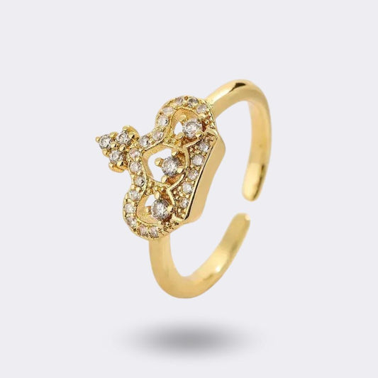 Damen Ring 18 Karat Goldüberzug Damen Ring Krone Diamanten Überzug offener Ring - McBiLL Jewelry - Ring