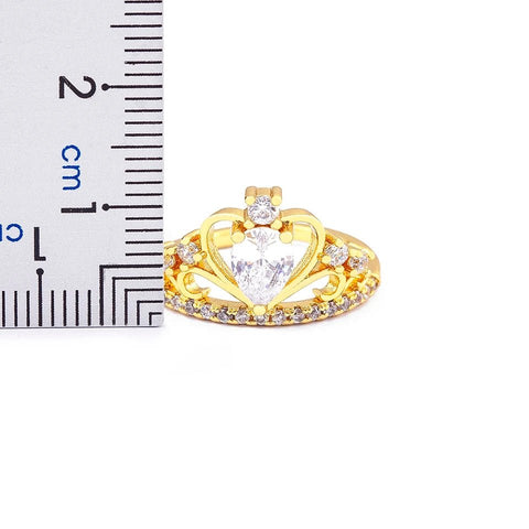 Damen Ring 18 Karat Goldüberzug Damen Ring Krone Diamanten Überzug offener Ring - McBiLL Jewelry - Ring