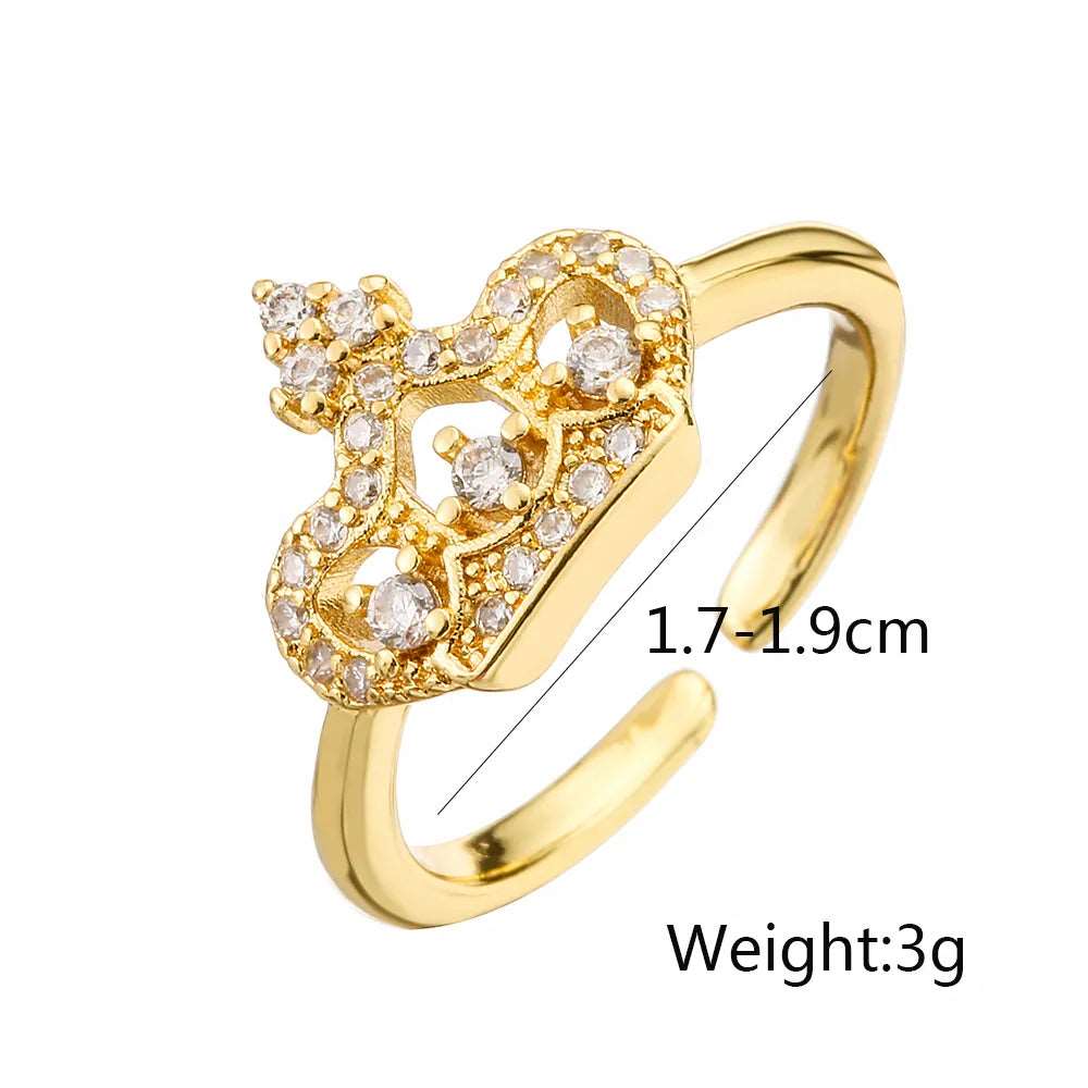 Damen Ring 18 Karat Goldüberzug Damen Ring Krone Diamanten Überzug offener Ring - McBiLL Jewelry - Ring