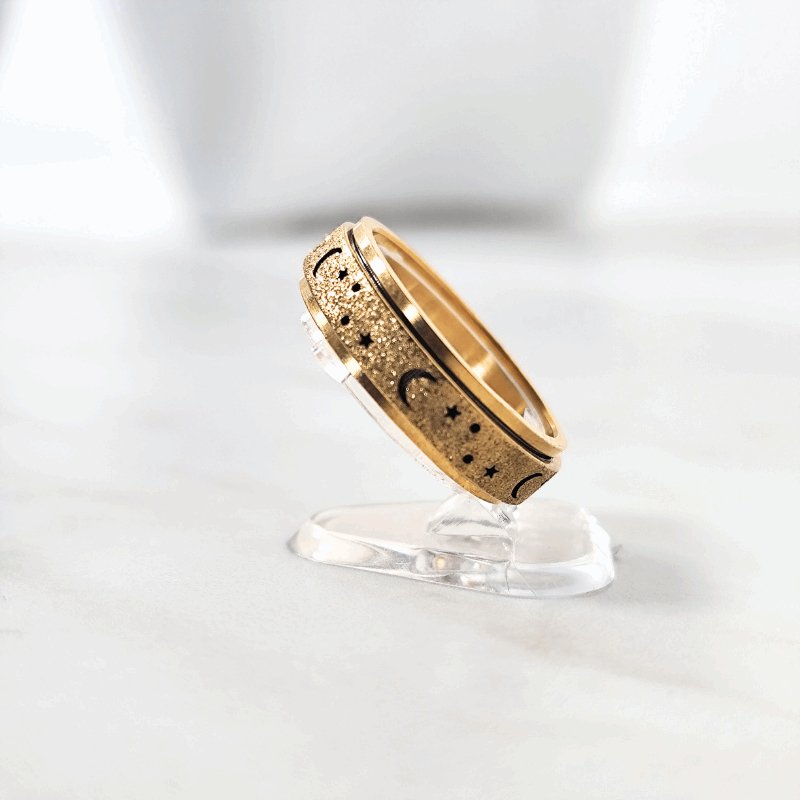 Damen Ring Verlobungsring Halbmond Sterne Rotierend | Edelstahl - McBiLL Jewelry - Ring