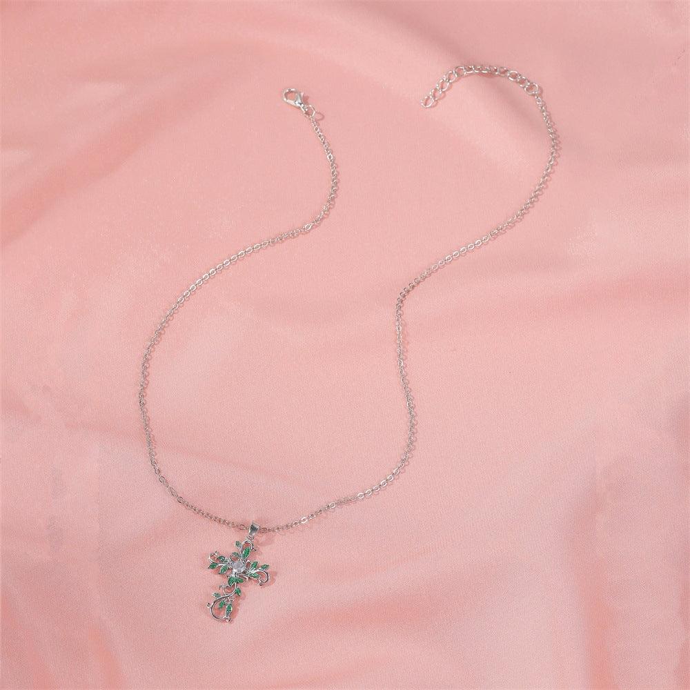 Halskette Damen Herren Kreuz Jesus Blume Rosegold Blume - McBiLL Jewelry - Halskette