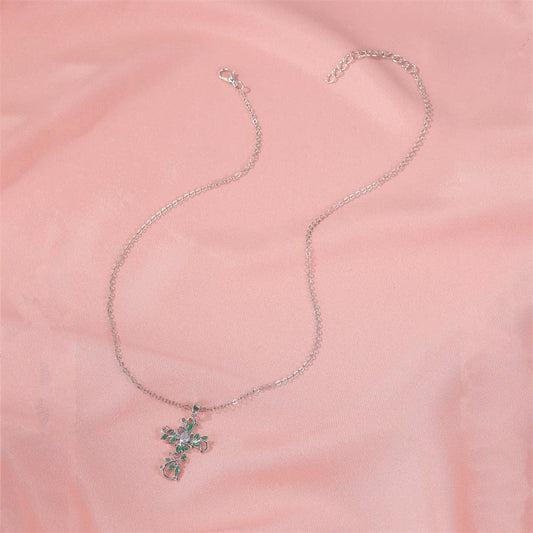 Halskette Damen Herren Kreuz Jesus Blume Rosegold Blume - McBiLL Jewelry - Halskette