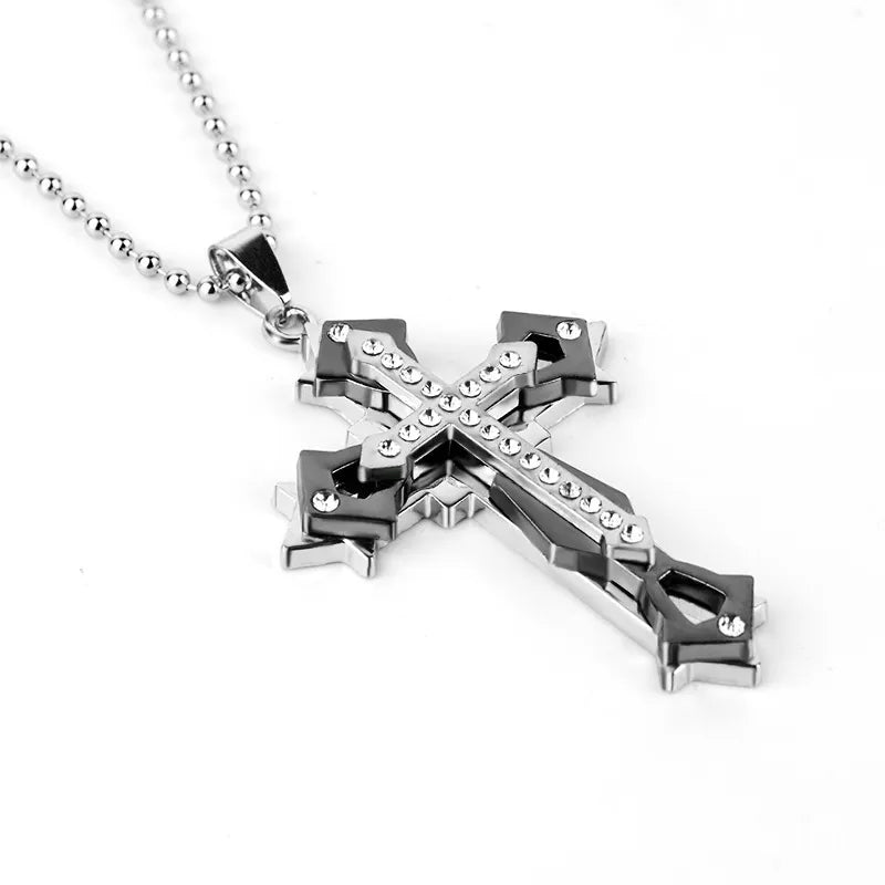 Halskette mit Anhänger Kreuz Herren Damen Jesus Diamant Gold Silber - McBiLL Jewelry - Halskette