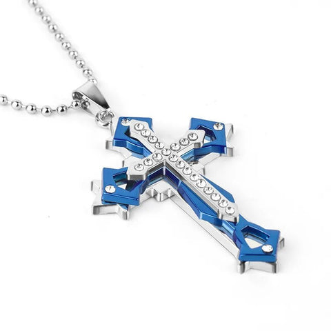 Halskette mit Anhänger Kreuz Herren Damen Jesus Diamant Gold Silber - McBiLL Jewelry - Halskette