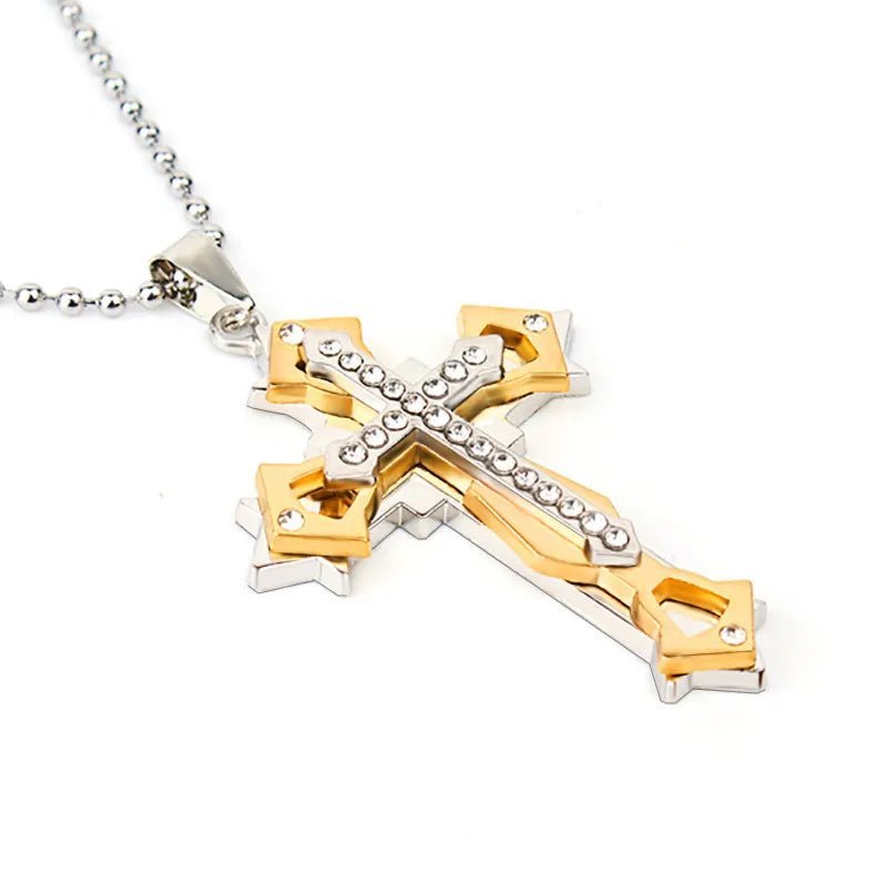 Halskette mit Anhänger Kreuz Herren Damen Jesus Diamant Gold Silber - McBiLL Jewelry - Halskette