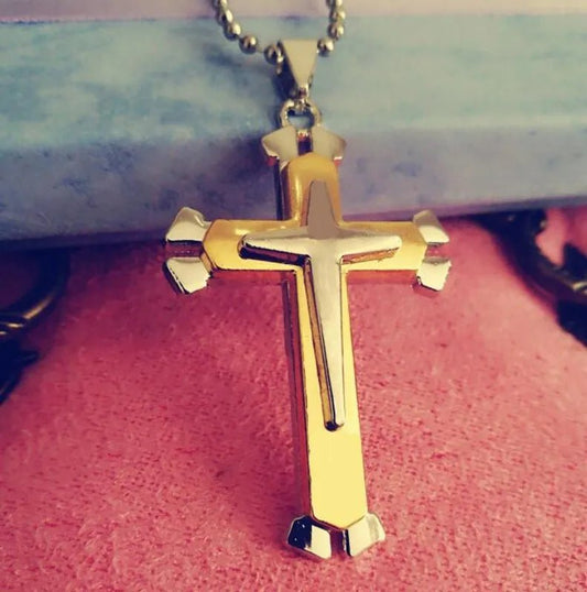 Halskette mit Anhänger Kreuz Herren Damen Jesus Diamant Gold Silber - McBiLL Jewelry - Halskette