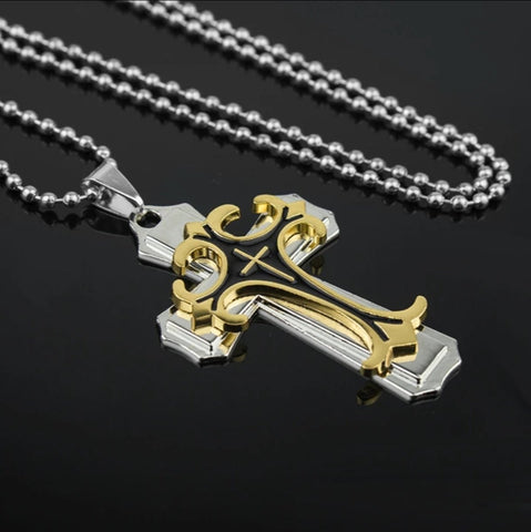 Halskette mit Anhänger Kreuz Herren Damen Jesus vergoldete Diamant Gold Silber - McBiLL Jewelry - Halskette