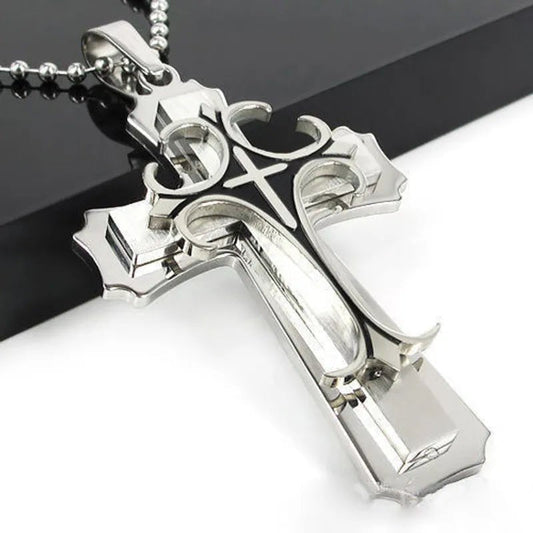 Halskette mit Anhänger Kreuz Herren Damen Jesus vergoldete Diamant Gold Silber - McBiLL Jewelry - Halskette