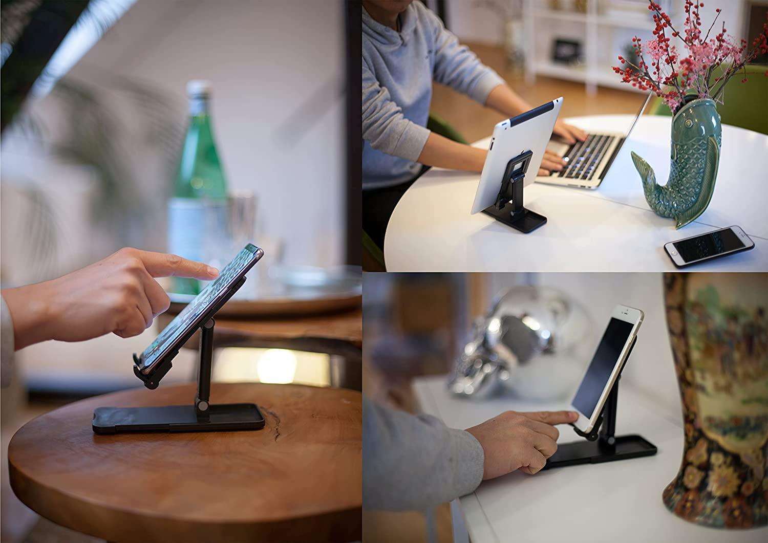 Handy Ständer Tisch klappbar, höhenverstellbar, Tablet Handy Halter, Faltbarer Handyständer, Tab Handy Halterung für iPad Mini 2 - 6 für iPhone Plus Pro für Samsung Galaxy Tab kompatibel - McBiLL Jewelry - Handyhalterung