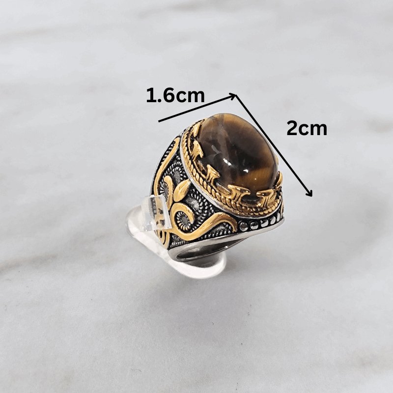 Herren Ring Kaffee Braun in Vintage Gold | Titanstahl - McBiLL Jewelry - Ring