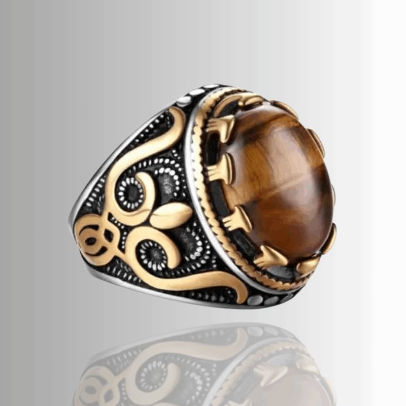 Herren Ring Kaffee Braun in Vintage Gold | Titanstahl - McBiLL Jewelry - Ring