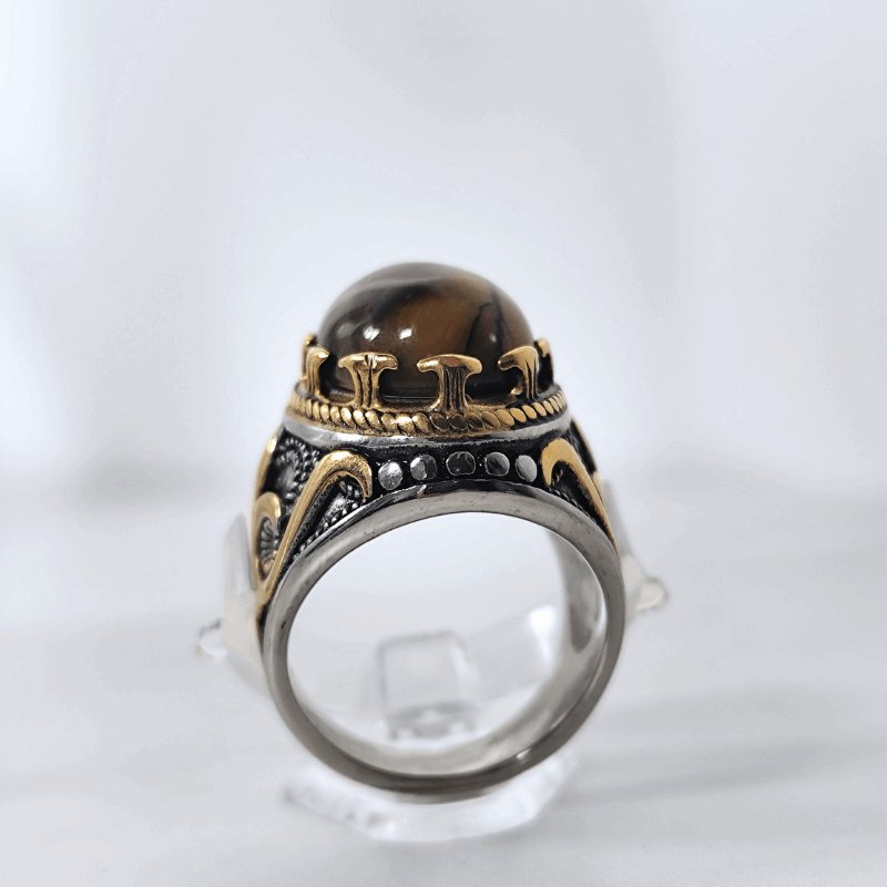 Herren Ring Kaffee Braun in Vintage Gold | Titanstahl - McBiLL Jewelry - Ring