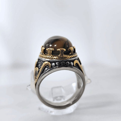 Herren Ring Kaffee Braun in Vintage Gold | Titanstahl - McBiLL Jewelry - Ring