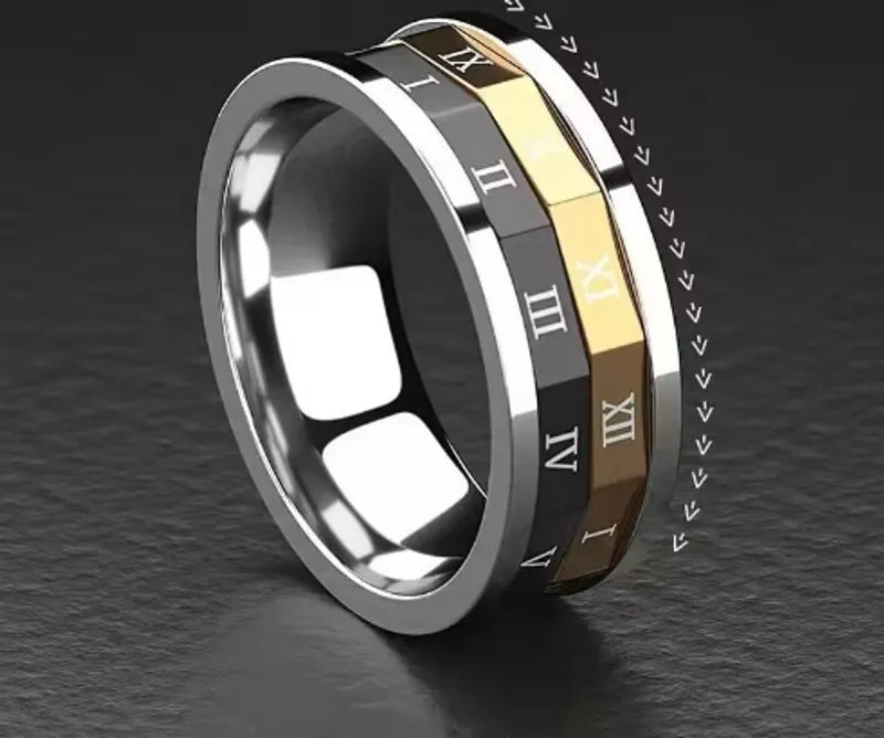 Herren Ring rotierend in Silber vergoldet | Titanstahl - McBiLL Jewelry - Ring