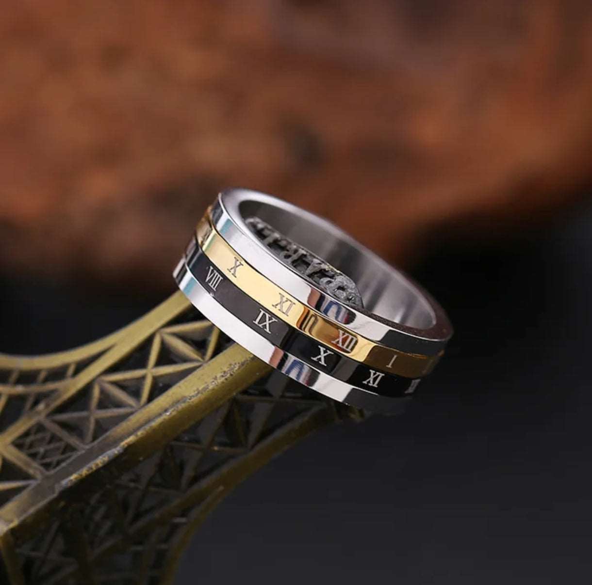 Herren Ring rotierend in Silber vergoldet | Titanstahl - McBiLL Jewelry - Ring