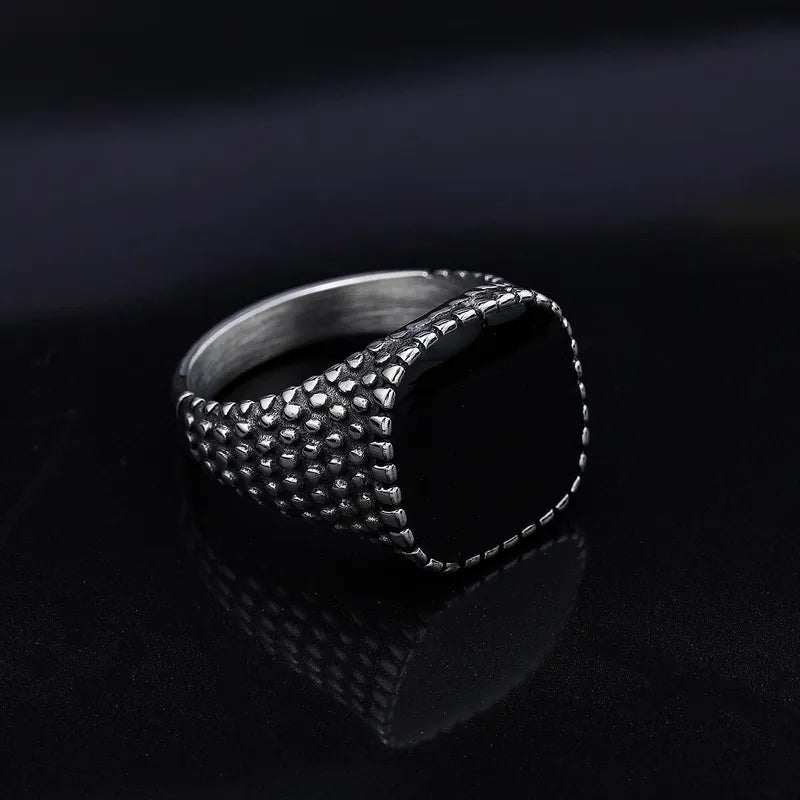 Herren Ring Schwarzer Strass Stein | Titanstahl - McBiLL Jewelry - Ring