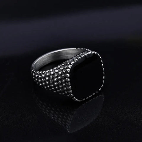 Herren Ring Schwarzer Strass Stein | Titanstahl - McBiLL Jewelry - Ring