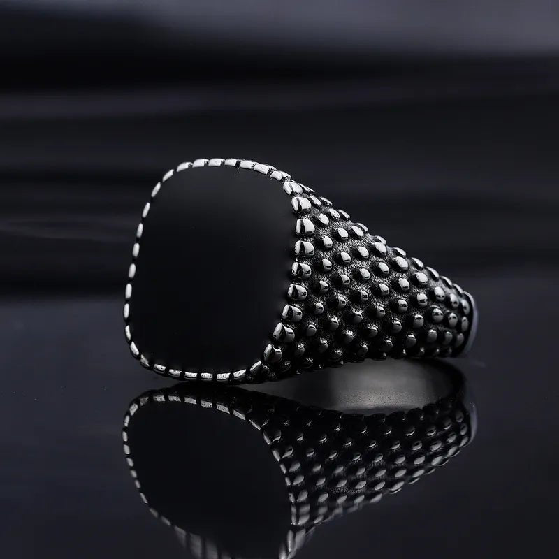 Herren Ring Schwarzer Strass Stein | Titanstahl - McBiLL Jewelry - Ring