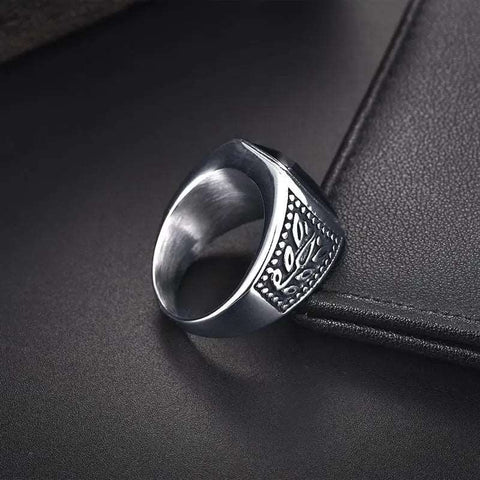 Herren Ring Schwarzer Strass Stein | Titanstahl - McBiLL Jewelry - Ring