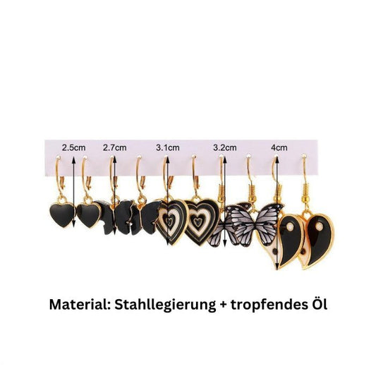 Herzform Schmetterling Ohrringe Set | Tropfenohrringe - McBiLL Jewelry - Ohrring