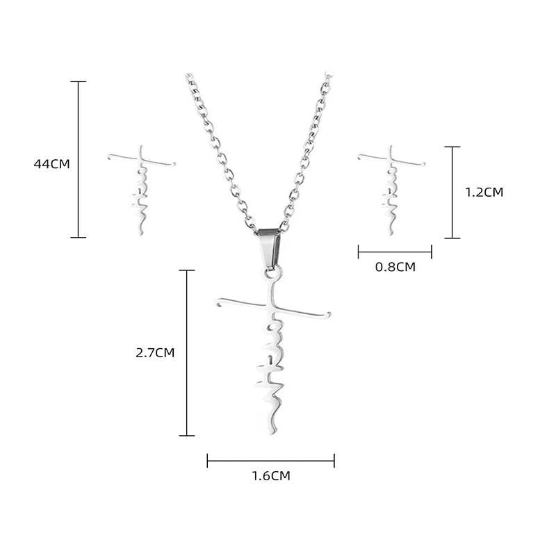 Kreuz Halskette Ohrstecker Schmuckset Retro in Silber | Edelstahl - McBiLL Jewelry - Set