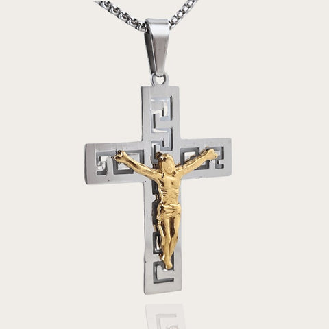 Kreuz Halskette Retro Anhänger | Edelstahl, vergoldet - McBiLL Jewelry - Halskette