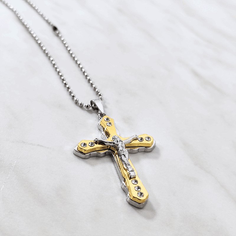 Kreuz Halskette Silber Retro Anhänger Gold | Unisex - McBiLL Jewelry - Halskette