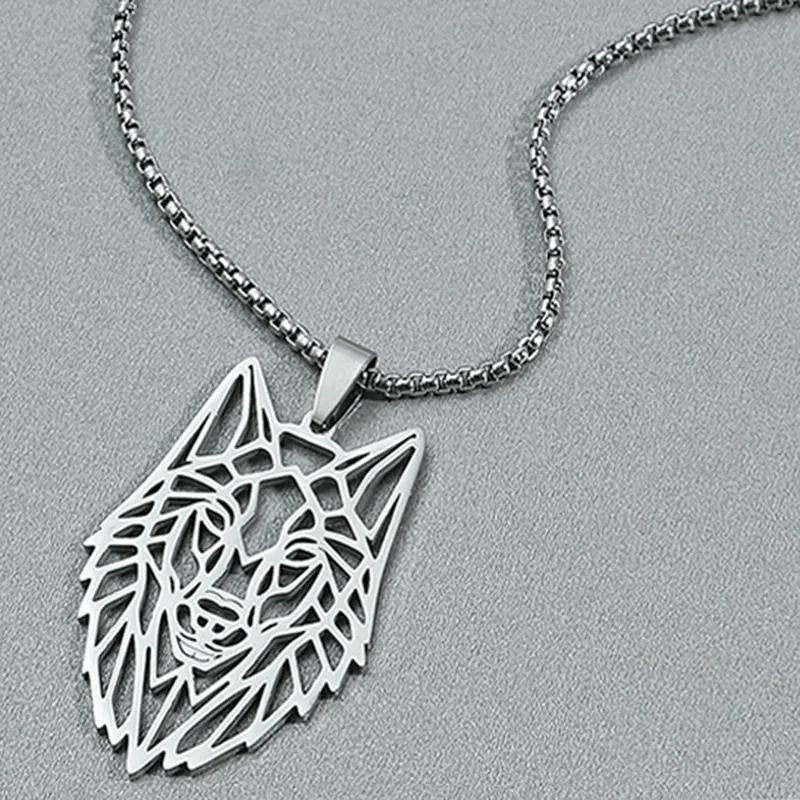 Männer Halskette Punk Hohler Wolfskopf Anhänger | Edelstahl - McBiLL Jewelry - Halskette