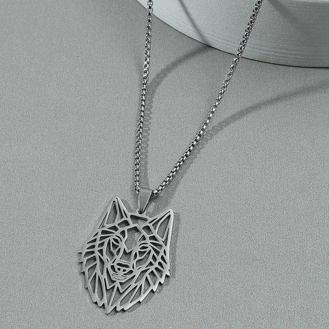 Männer Halskette Punk Hohler Wolfskopf Anhänger | Edelstahl - McBiLL Jewelry - Halskette