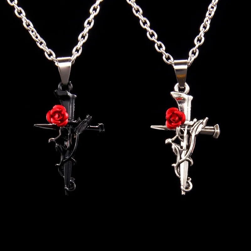 Retro Rose Kreuz Halskette | Edelstahl - McBiLL Jewelry - Halskette