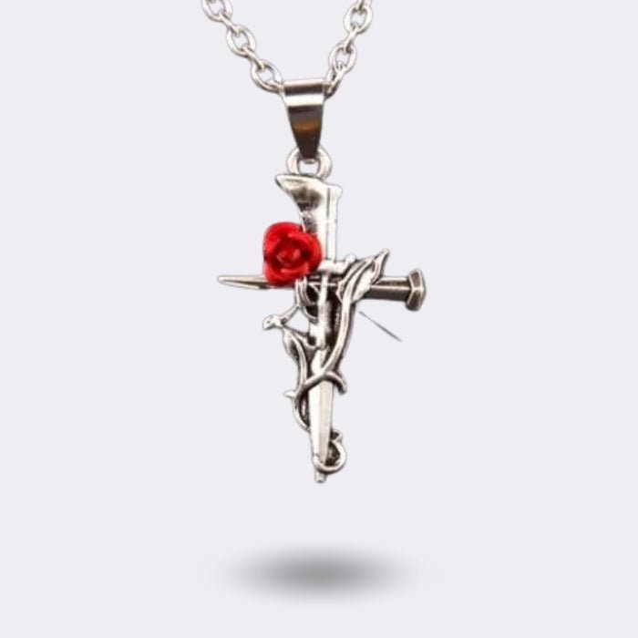 Retro Rose Kreuz Halskette | Edelstahl - McBiLL Jewelry - Halskette