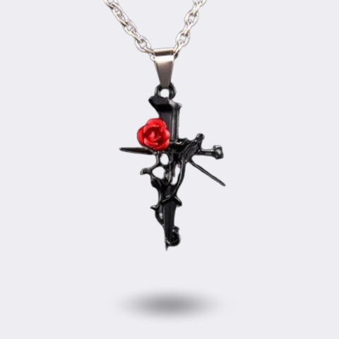 Retro Rose Kreuz Halskette | Edelstahl - McBiLL Jewelry - Halskette