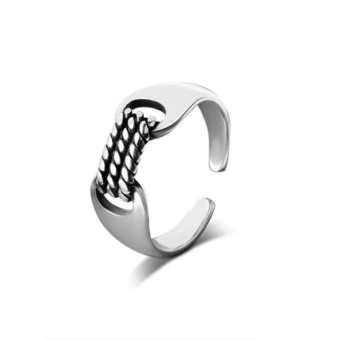 Ring Herren Offener Ring Schwarz Silber Ring - McBiLL Jewelry - Ring