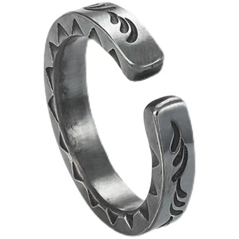 Ring Herren Offener Ring Schwarz Silber Ring - McBiLL Jewelry - Ring