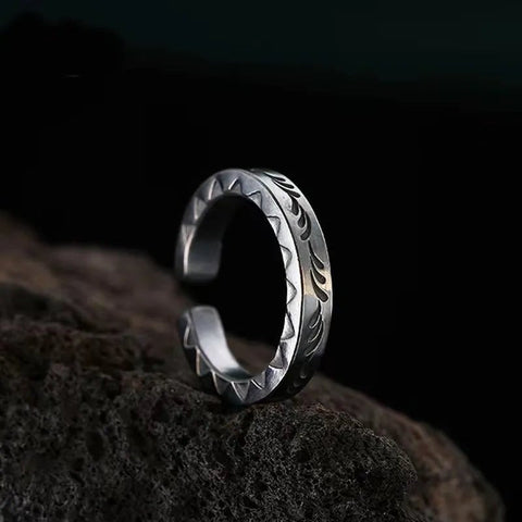 Ring Herren Offener Ring Schwarz Silber Ring - McBiLL Jewelry - Ring