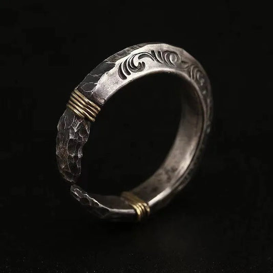 Ring Herren Offener Ring Schwarz Silber Ring - McBiLL Jewelry - Ring