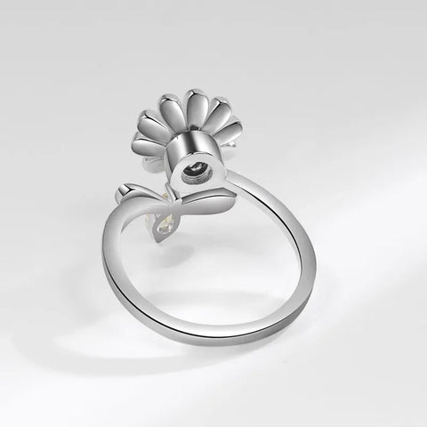 Rotierende Blume Ring Silber versilbert Biene Steine - McBiLL Jewelry - Ring