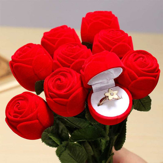 Samt rote Rose Ring Box Blumen - McBiLL Jewelry - Schmuckkästchen