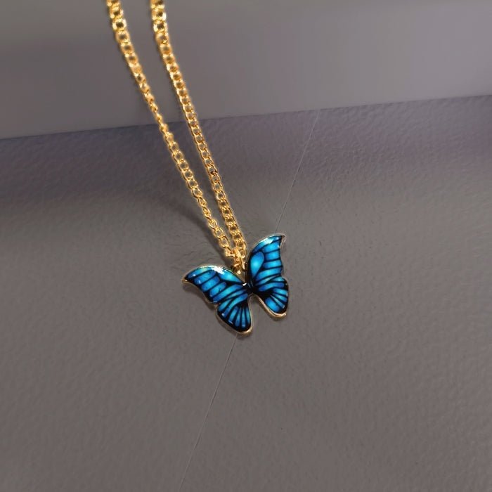 Schmetterling Halskette Damen attraktives Blau - McBiLL Jewelry - Halskette