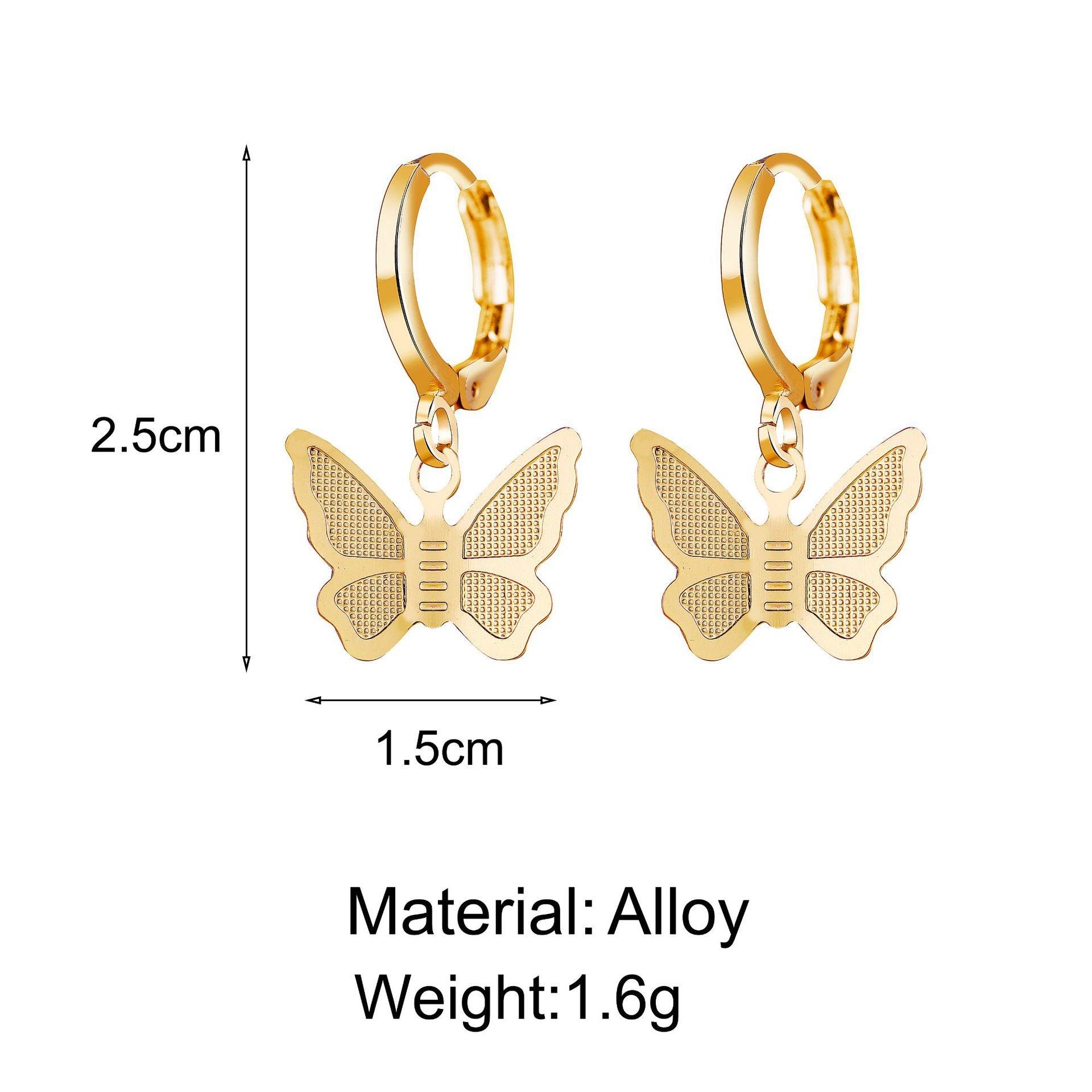 Schmetterling Ohrringe Damen in Gold Matt | Hängende Ohrringe - McBiLL Jewelry - Ohrring