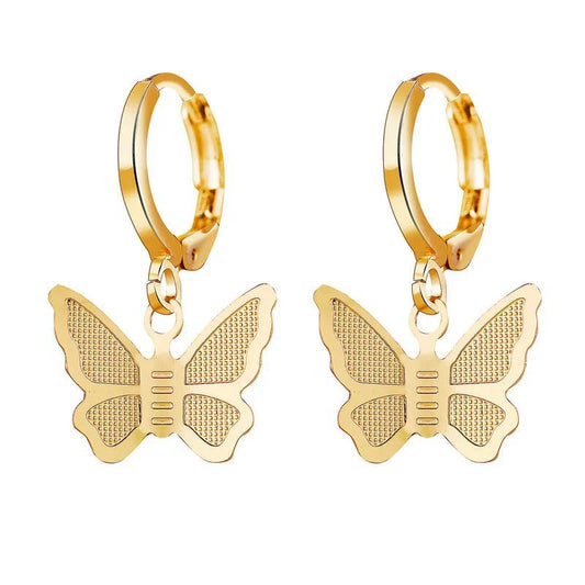 Schmetterling Ohrringe Damen in Gold Matt | Hängende Ohrringe - McBiLL Jewelry - Ohrring