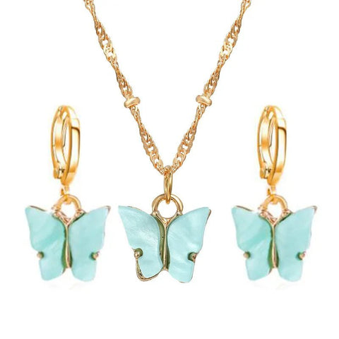 Schmetterling Set Halskette & Ohrringe Damen Schmuck Set - McBiLL Jewelry - Halskette