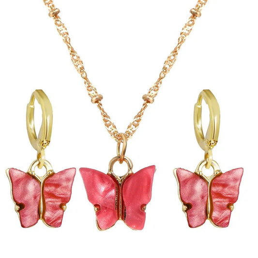 Schmetterling Set Halskette & Ohrringe Damen Schmuck Set - McBiLL Jewelry - Halskette