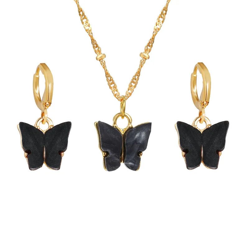 Schmetterling Set Halskette & Ohrringe Damen Schmuck Set - McBiLL Jewelry - Halskette