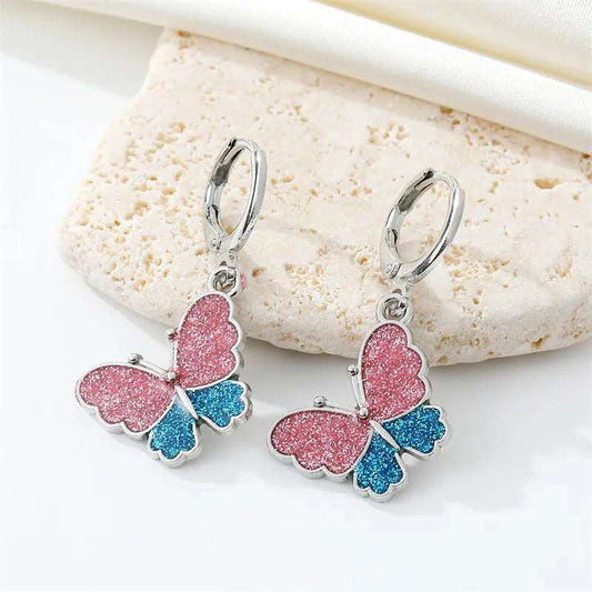 Shcmuckset Halskette Ohrringe Damen Blaue Rosa Eleganze Farben - McBiLL Jewelry - Set